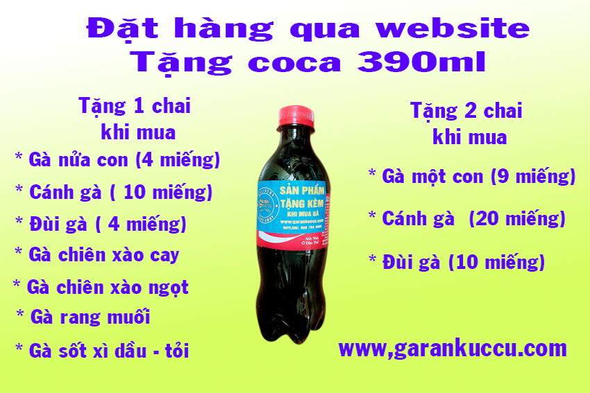 Đặt hàng qua website Tặng Coca 390ml